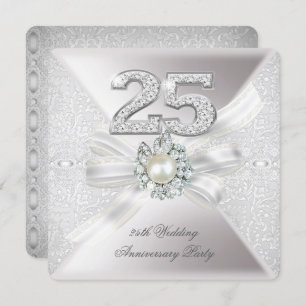 25e bruiloft Jubileum Pearl Silver Kaart