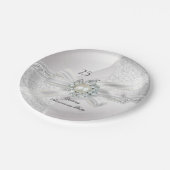 25e bruiloft Jubileum Pearl White Silver Papieren Bordje (Gekanteld)