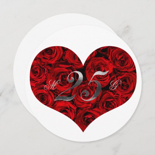 25e bruiloft Jubileum Rode rozen Hart Elegant I Kaart (Voorkant / Achterkant)