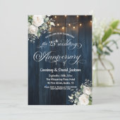 25e bruiloft Jubileum Rustiek Blauw String Lichten Kaart (Staand voorkant)