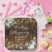 25e bruiloft Jubileum Rustieke String Lights Papieren Bordje (Feest)