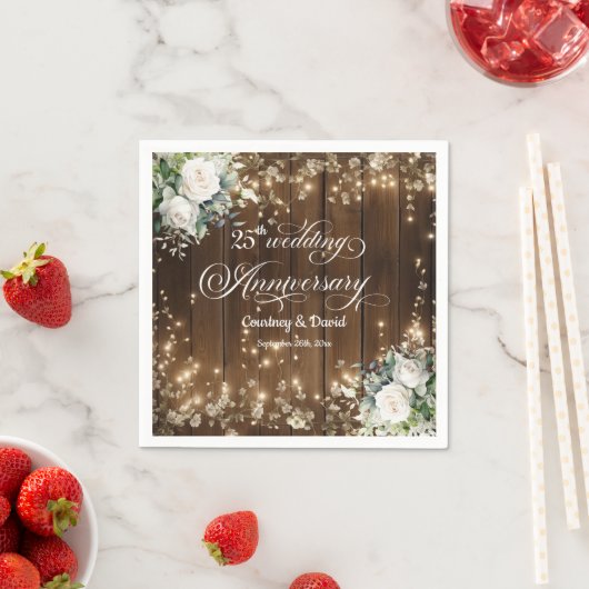 25e bruiloft Jubileum Rustieke String Lights Servet (Insitu)