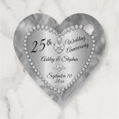 25e bruiloft Jubileum Silver Diamonds Bedankjes Labels (Achterkant)