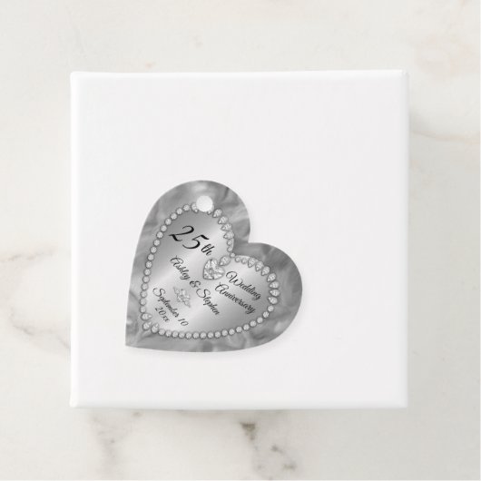 25e bruiloft Jubileum Silver Diamonds Bedankjes Labels (In situ)