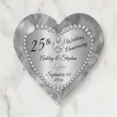 25e bruiloft Jubileum Silver Diamonds Bedankjes Labels (Voorkant)