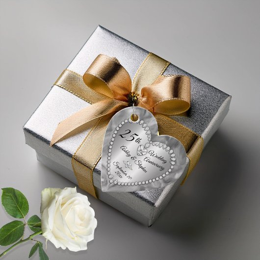 25e bruiloft Jubileum Silver Diamonds Bedankjes Labels