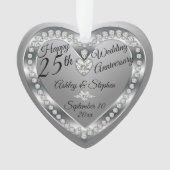 25e bruiloft Jubileum Silver Diamonds Foto Ornament (voorkant)