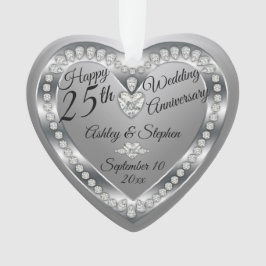 25e bruiloft Jubileum Silver Diamonds Foto Ornament