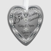 25e bruiloft Jubileum Silver Diamonds Foto Ornament (voorkant)