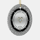 25e bruiloft Jubileum Silver & Diamonds Keramisch Ornament (Rechts)