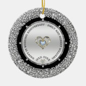 25e bruiloft Jubileum Silver & Diamonds Keramisch Ornament (Voorkant)
