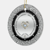 25e bruiloft Jubileum Silver & Diamonds Keramisch Ornament (Links)