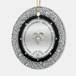25e bruiloft Jubileum Silver & Diamonds Keramisch Ornament