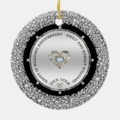 25e bruiloft Jubileum Silver & Diamonds Keramisch Ornament (Achterkant)