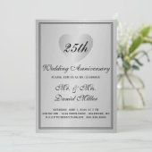 25e bruiloft Jubileum Silver Glam Heart Kaart (Staand voorkant)