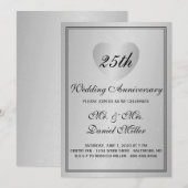 25e bruiloft Jubileum Silver Glam Heart Kaart (Voorkant / Achterkant)