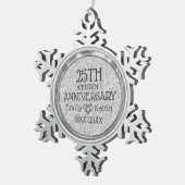 25e bruiloft Jubileum Silver Grey Glitter Tin Sneeuwvlok Ornament (Rechts)