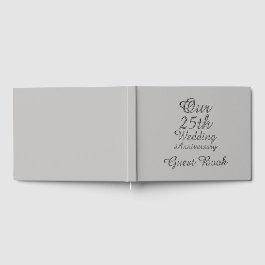 25e bruiloft Jubileum Silver Grey Typografie Gastenboek (Volledig)