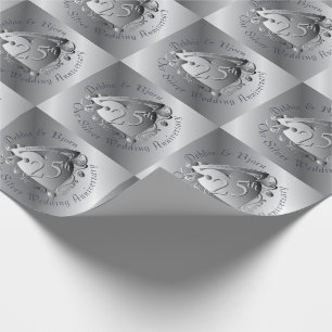 25e bruiloft Jubileum Silver Heart Medallion Cadeaupapier