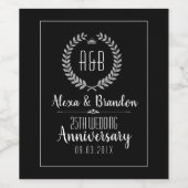 25e bruiloft Jubileum Silver Laure krans Wijn Etiket (Enkel label)