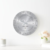 25e bruiloft Jubileum Silver Swirls Grote Klok (Huis)