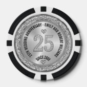 25e bruiloft Jubileum Silver White Diamonds Poker Chips (Voorkant)