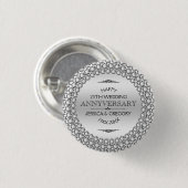 25e bruiloft Jubileum Silver & White Diamonds Ronde Button 3,2 Cm (Voorkant /achterkant)