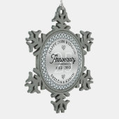 25e bruiloft Jubileum Silver & White Diamonds Tin Sneeuwvlok Ornament (Links)