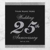 25e bruiloft Jubileum Silver Wine Label Wijn Etiket (Enkel label)