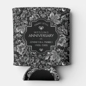 25e bruiloft Jubileum & SilverFloral Damasks Blikjeskoeler (Achterkant)
