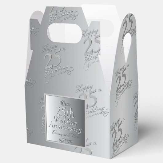 25e bruiloft Jubileum Silvery Bedankdoosjes (Geopend)