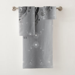 25e bruiloft Jubileum Silvery Heart Bad Handdoek