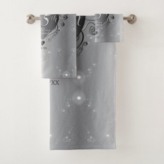 25e bruiloft Jubileum Silvery Heart Bad Handdoek (Insitu)