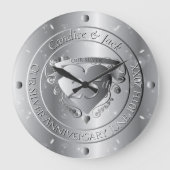 25e bruiloft Jubileum Silvery Heart Grote Klok (Voorkant)