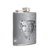 25e bruiloft Jubileum Silvery Heart Heupfles (Rechts)