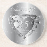 25e bruiloft Jubileum Silvery Heart Zandsteen Onderzetter<br><div class="desc">Op zoek naar dat romantische ontwerp voor hun 25e trouwdag mijlpaal? Met een aanraking van retro 50's en silvery hoogtepunten? Misschien is mijn oorspronkelijke hartembleem,  die de dag op onderzetters markeert,  het geschenk dat je zoekt.</div>