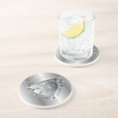 25e bruiloft Jubileum Silvery Heart Zandsteen Onderzetter (Zijkant)