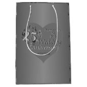 25e bruiloft Jubileum Silvery Roos Heart Medium Cadeauzakje (Voorkant)