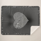 25e bruiloft Jubileum Silvery Roos Heart Sherpa Deken (Voorkant (horizontaal))