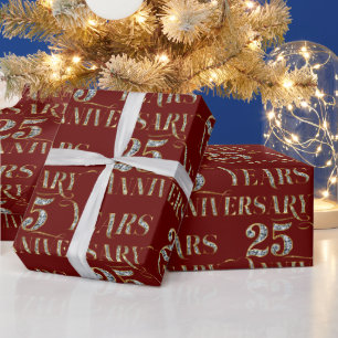25e bruiloft Jubileum sprankelende tekst op rood Cadeaupapier