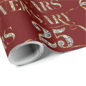 25e bruiloft Jubileum sprankelende tekst op rood Cadeaupapier (Rol Hoek)