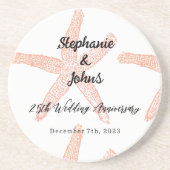 25e bruiloft Jubileum Starfish aangepaste naam cad Zandsteen Onderzetter (Voorkant)