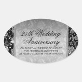 25e bruiloft Jubileum Sticker Zwart & Zilver (Voorkant)