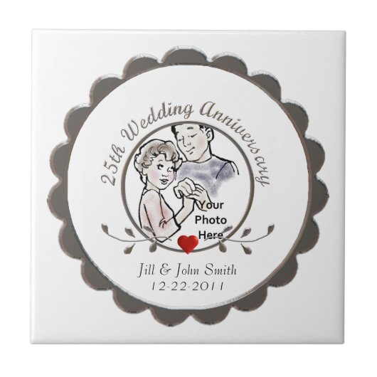 25e bruiloft Jubileum Tegel Tegeltje (Voorkant)