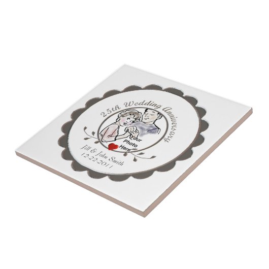 25e bruiloft Jubileum Tegel Tegeltje (Zijkant)