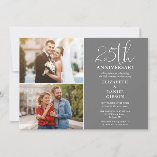 25e bruiloft Jubileum toen en nu 2 foto Kaart (Voorkant)