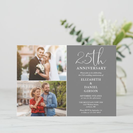 25e bruiloft Jubileum toen en nu 2 foto Kaart (Staand voorkant)