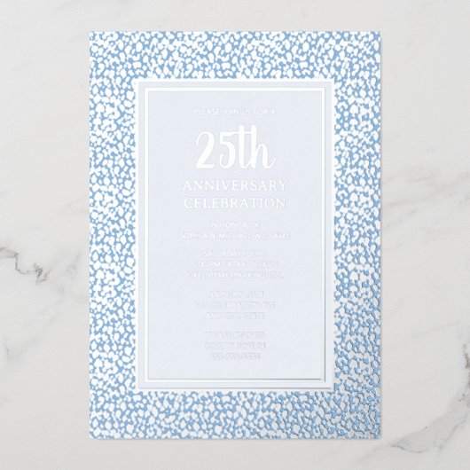 25e bruiloft Jubileum uitnodiging Zilver Blauw (Voorkant)