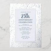 25e bruiloft Jubileum Uitnodiging Zilver Elegant (Voorkant)