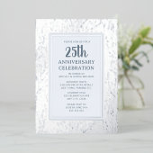 25e bruiloft Jubileum Uitnodiging Zilver Elegant (Staand Voorkant)